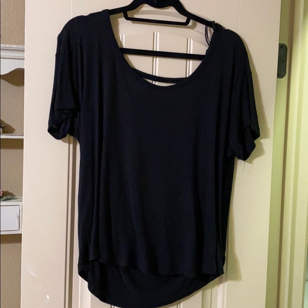Free people open back black cotton top